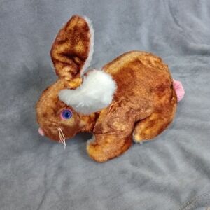 Plush Brown Bunny Pink Tail Purple Pink Eyes Knickerbocker Vintage Whiskers‎